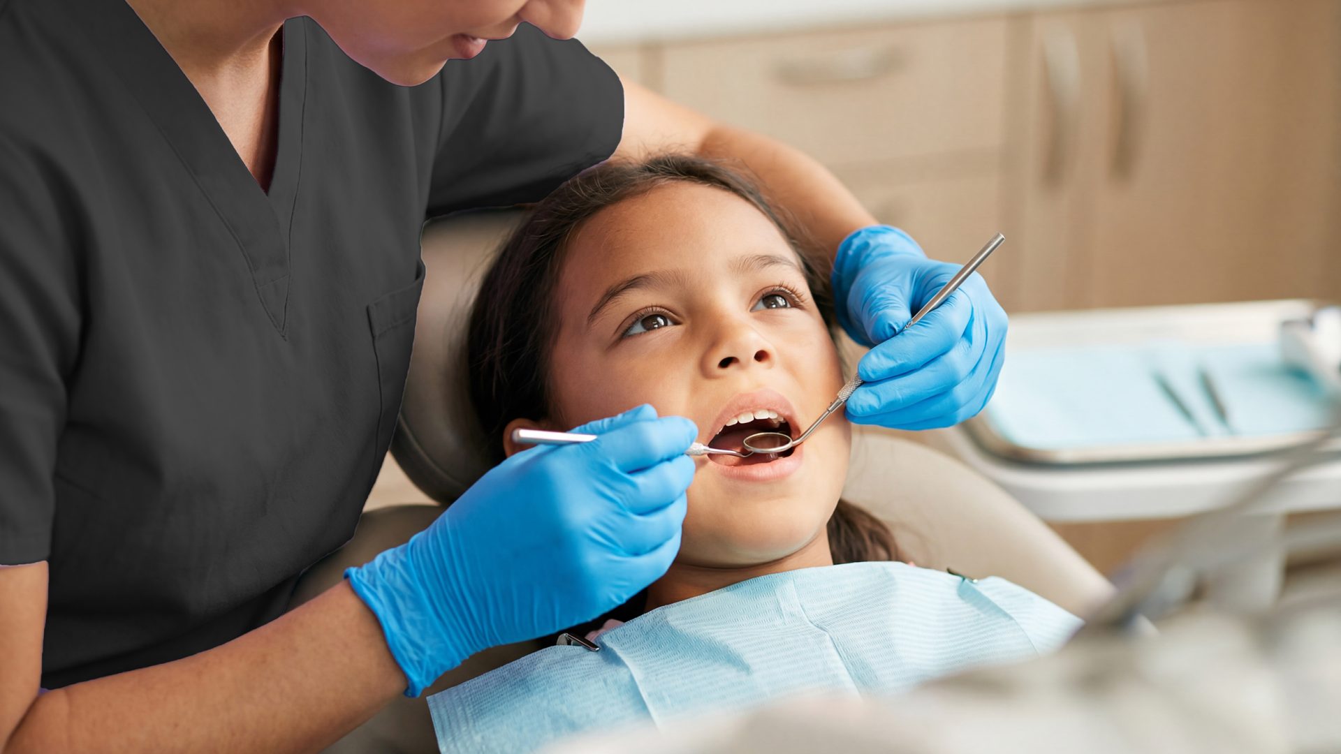 Child at a dental visit at Roseborough Dental, Eglinton and Creditview, Mississauga